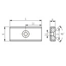 Neodymium flat pot magnets rectangular 25 x 13,5 x 5 mm with counterbore