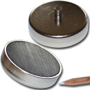 Hard ferrite flat pot magnets Ø 63 x 14 mm, with...