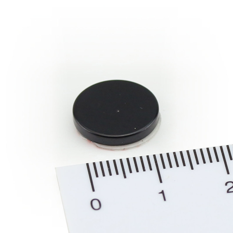 Neodym Magnete selbstklebend N40 Ø13x2 mm 1,9 kg Schwarz