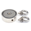 Neodymium Pot Fishing Magnet Ø75 mm Holding force ab. 200 kg 2 Eye hooks