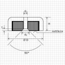 Neodymium flat pot magnets Ø 55 x 12 mm with counterbore