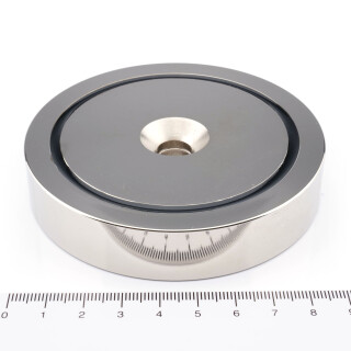 Neodymium flat pot magnets Ø90x18 mm with counterbore