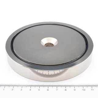 Neodymium flat pot magnets Ø120x18 mm with counterbore