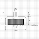 Neodym Flachgreifer Ø55x12 mm mit Gewindebuchse M8x14mm