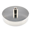 Neodymium flat pot magnets Ø 90 x 18 mm with screwed bush M10