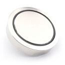 Neodymium flat pot magnets Ø 90 x 18 mm with screwed bush M10