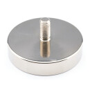 Neodymium flat pot magnets Ø 55 x 12 mm with threaded neck M8