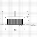 Neodymium flat pot magnets Ø 55 x 12 mm with threaded neck M8