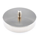 Neodymium flat pot magnets Ø90x18 mm with threaded...