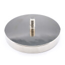 Neodymium flat pot magnets Ø120x18 mm with threaded neck M12